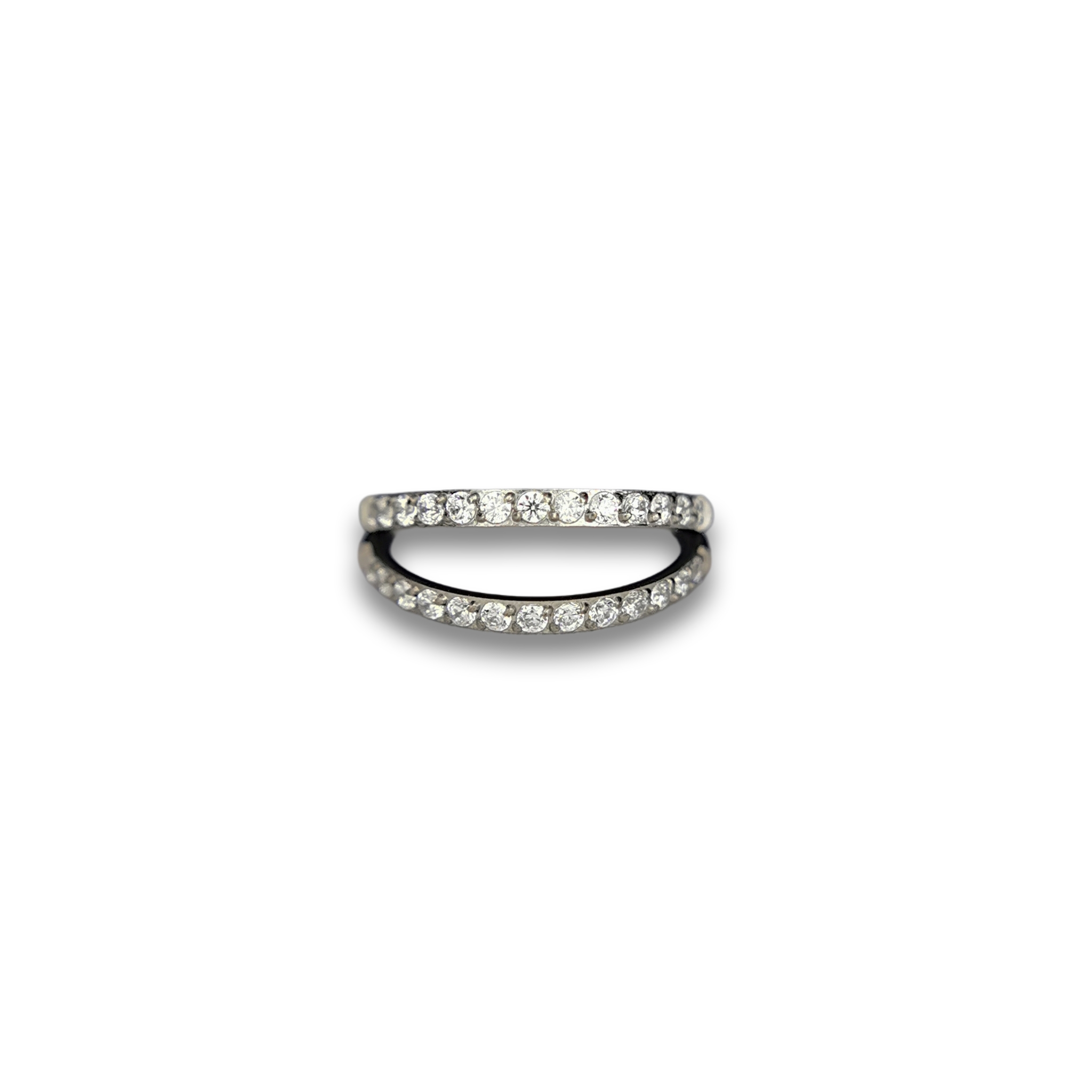 Argola Segmento Duplo Cravejada de Zircônias Cúbicas 8mm