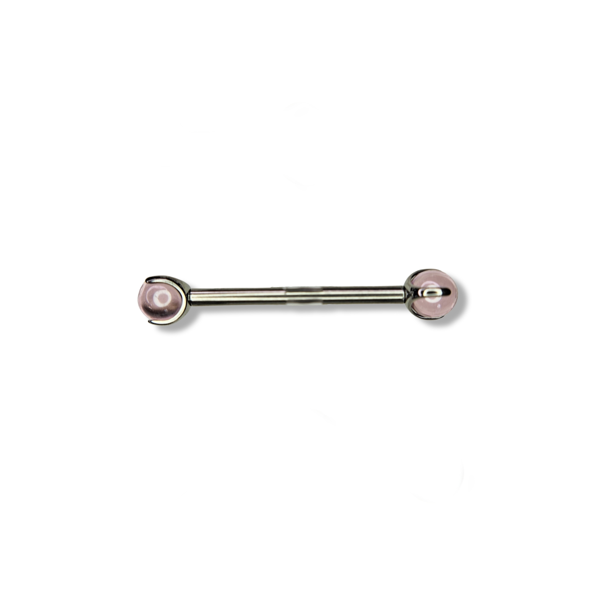 Barbell Reto 2 Esferas Ágata Rosa com Garra