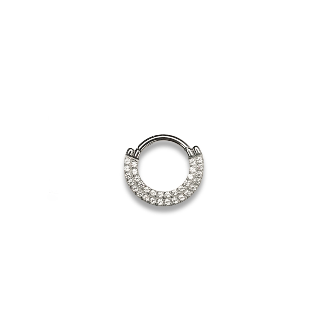 Argola Segmento Duplo Cravejada Frontal de Zircônias Cúbicas 